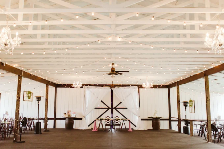 Aerial drone view of Bridlewood Ranch wedding venue